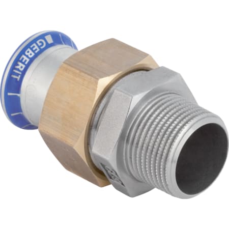 Geberit Mapress Stainless Steel adapter union with male thread (FKM, blue)