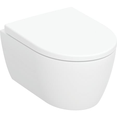 Geberit iCon set of wall-hung WC, washdown, small projection, shrouded, Rimfree, with WC seat
