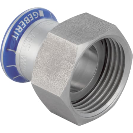 Geberit Mapress Stainless Steel adaptor with union nut made of CrNi steel (silicone-free)