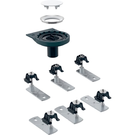 Geberit drainage connection with 6 feet, for Setaplano shower surface, cross-floor installation