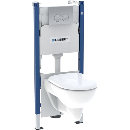 Geberit Duofix sæt element til væghængt toilet, 112 cm, med Delta indbygningscisterne 12 cm, Delta25 betjeningsplade og Renova væghængt toilet