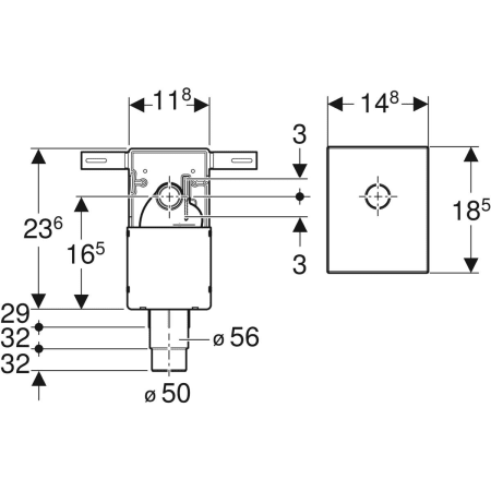 Kit de siphon à encastrer pour lavabo Geberit, sortie horizontale - Siphons à encastrer