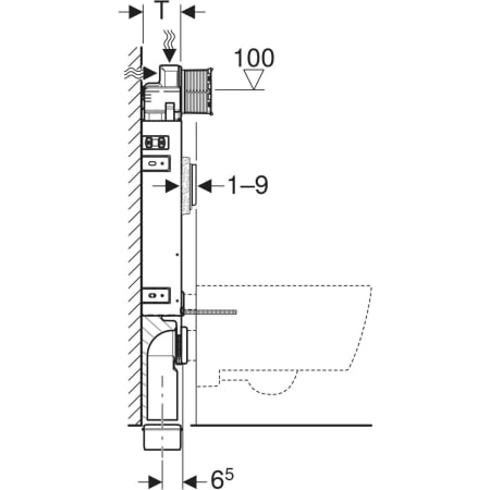 Geberit Kombifix element for wall-hung WC, 108 cm, with Sigma concealed cistern 12 cm - Elements for WCs