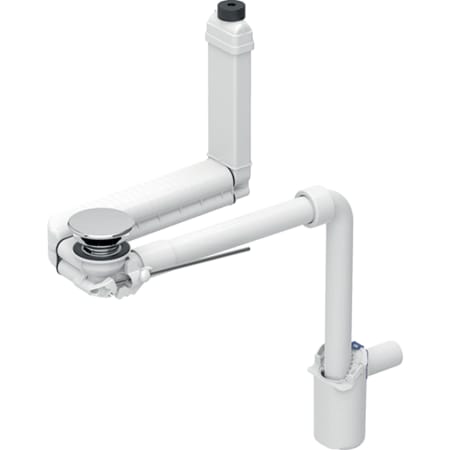 Geberit Clou washbasin drain, space-saving model, slim design, with lever actuation and valve cover