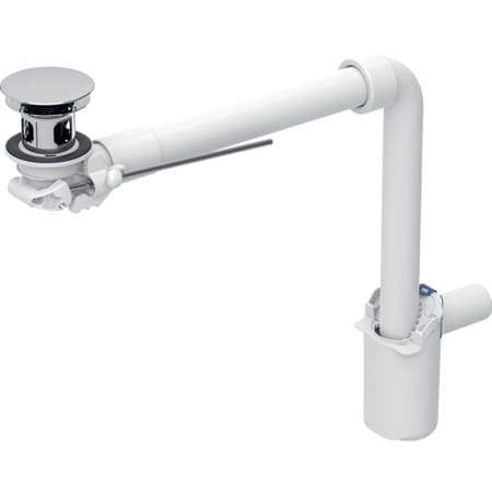 Geberit washbasin drain, space-saving model, slim design, with external waste plug and lever actuation