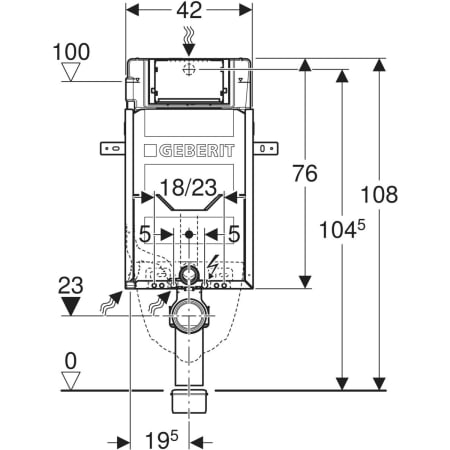 Geberit Kombifix element for wall-hung WC, 108 cm, with Sigma concealed cistern 12 cm -