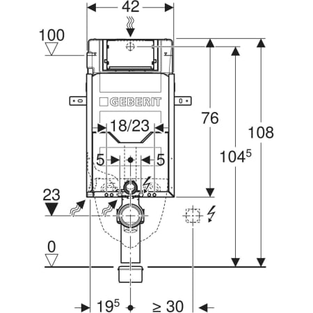 Geberit Kombifix element for wall-hung WC, 108 cm, with Sigma concealed cistern 12 cm - Elements for WCs