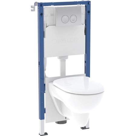 Geberit Duofix sæt element til væghængt toilet, 112 cm, med Delta indbygningscisterne 12 cm, Delta25 betjeningsplade, round, Renova væghængt toilet
