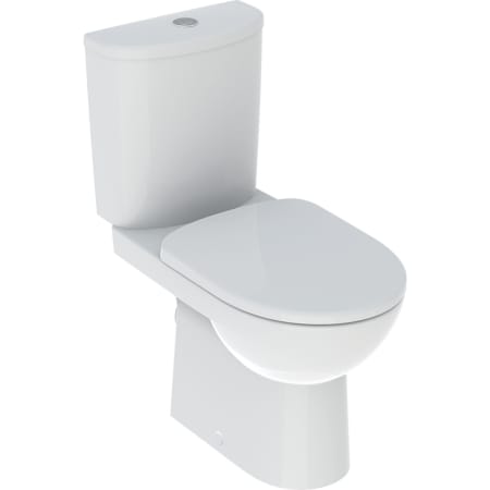 Geberit Selnova set of floor-standing WC with close-coupled exposed cistern, horizontal outlet, semi-shrouded, with WC seat