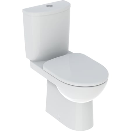 Geberit Selnova set of floor-standing WC with close-coupled exposed cistern, horizontal outlet, semi-shrouded, Rimfree, with WC seat