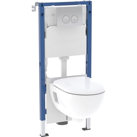 Geberit Duofix sæt element til væghængt toilet, 112 cm, med Delta indbygningscisterne 12 cm, Delta25 betjeningsplade, round, Renova væghængt toilet Rimfree