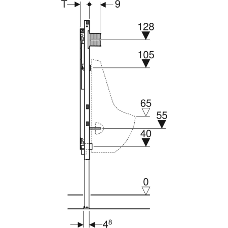 Geberit Duofix Element für Urinal, 144 cm, Tamaro - Elemente für Urinale