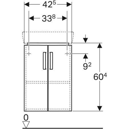 Meuble sous lave-mains d'angle Geberit Renova Compact, avec deux portes - Pour lave-mains d’angle,Meubles sous lavabo