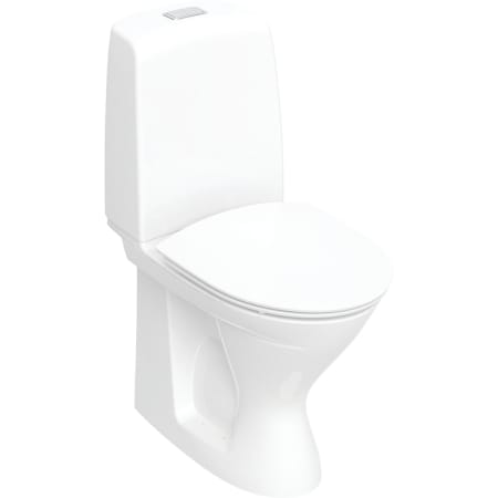 Ifö Spira 6261 golvstående WC, förhöjd, inbyggt s-lås, infästning med silikontätning, dubbelspolning, Rimfree, med WC-sits