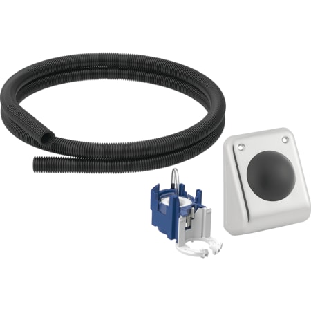 Sistema de descarga Geberit para inodoros con accionamiento de descarga neumático, descarga simple, pulsador de pie para pared