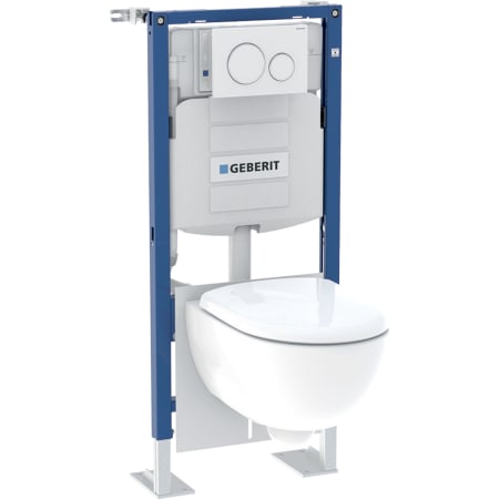 Bâti-pack® pour WC suspendu Geberit Duofix, 112 cm, avec réservoir à encastrer Sigma 12 cm, plaque de déclenchement Sigma20 et WC suspendu Renova carénée