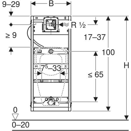 Geberit GIS Element für Urinal, 114 cm, universell - Elemente für Urinale