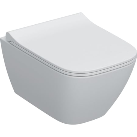 Geberit Smyle Square fali WC mélyöblítésű készlet, rövidített kivitel, zárt forma, Rimfree, WC-ülőkével, sandwich kivitelű