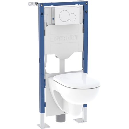 Bâti-pack® Geberit Duofix pour WC suspendu, 112 cm, avec réservoir à encastrer Sigma 12 cm, plaque de déclenchement Sigma01, round, WC suspendu Renova