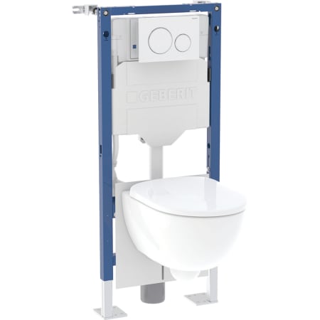 Bâti-pack® Geberit Duofix pour WC suspendu, 112 cm, avec réservoir à encastrer Sigma 12 cm, plaque de déclenchement Sigma20, round, WC suspendu Renova caréné