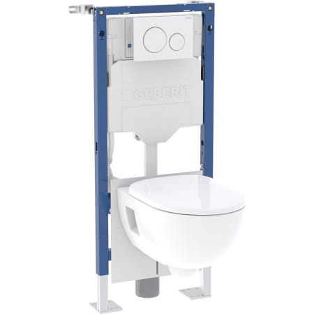 Bâti-pack® Geberit Duofix pour WC suspendu, 112 cm, avec réservoir à encastrer Sigma 12 cm, plaque de déclenchement Sigma20, round, WC suspendu Renova semi-caréné