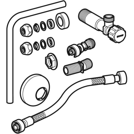 Kit de raccordement d’eau latéral, pour panneau sanitaire Geberit Monolith pour WC - Accessoires