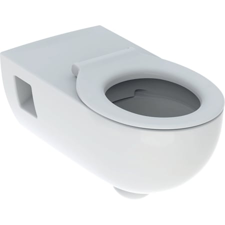 Pack WC suspendu à fond creux Geberit Renova Comfort rallongé, semi-caréné, adapté PMR, Rimfree, avec lunette d’abattant