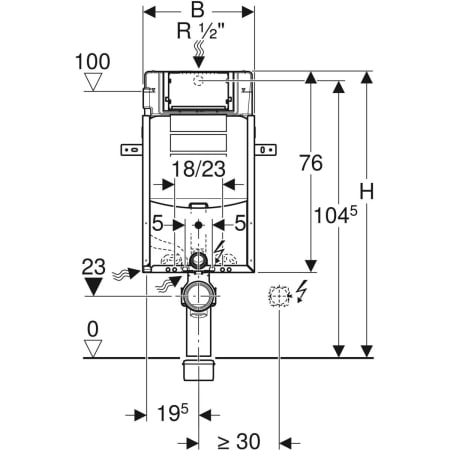 Geberit Kombifix element for wall-hung WC, 108 cm, with Sigma concealed cistern 12 cm - Elements for WCs