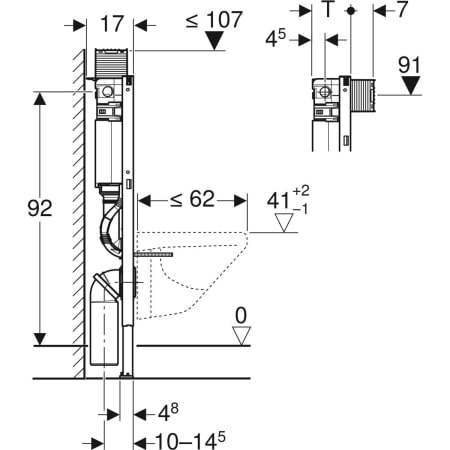 Bâti-support Geberit Duofix pour WC suspendu, 98 cm, avec réservoir à encastrer Omega 12 cm