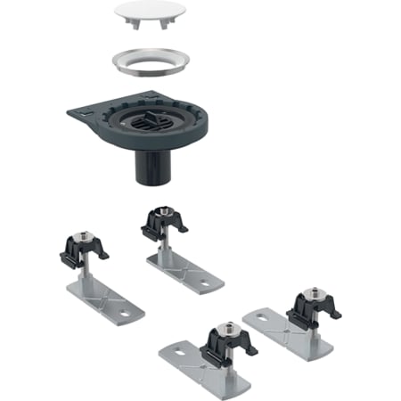Geberit drainage connection with 4 feet, for Setaplano shower surface, cross-floor installation