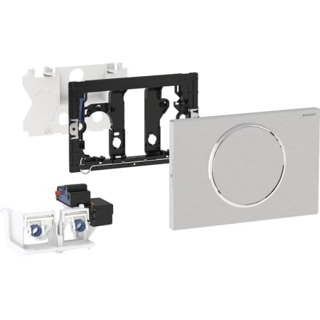 Geberit WC flush control with electronic flush actuation, mains operation, single flush, Sigma10 actuator plate for pull-down rail, radio