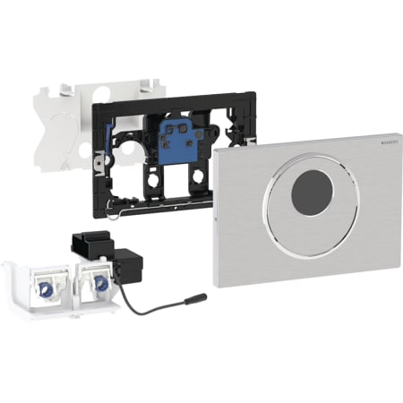 Geberit WC flush control with electronic flush actuation, mains operation, for Sigma concealed cistern 12 cm, dual flush, with Sigma10 actuator plate, automatic / touchless / manual