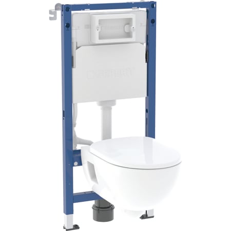 Zestaw stelaża podtynkowego do wiszących misek WC Geberit, 112 cm, ze spłuczką podtynkową Delta 12 cm, wisząca miska WC Selnova Rimfree