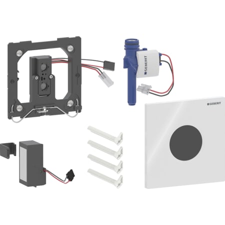 Geberit urinal flush control with electronic flush actuation, battery operation, Type 01 cover plate, round