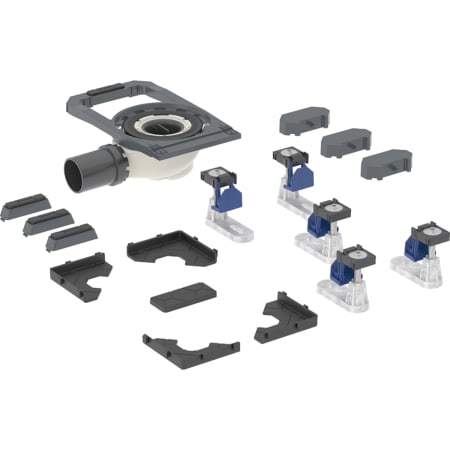 Sprchová odpadní souprava Geberit Duofix s pěti krátkými nožičkami, pro integrovanou sprchovou vaničku CleanFloor30, výška vodního uzávěru 50 mm