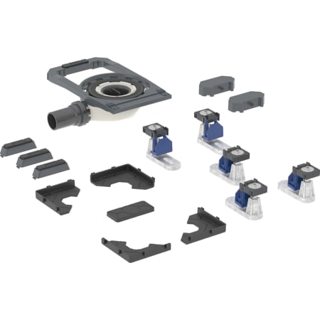 Sprchová odpadní souprava Geberit Duofix s pěti nožičkami, pro integrovanou sprchovou vaničku CleanFloor30, výška vodního uzávěru 30 mm