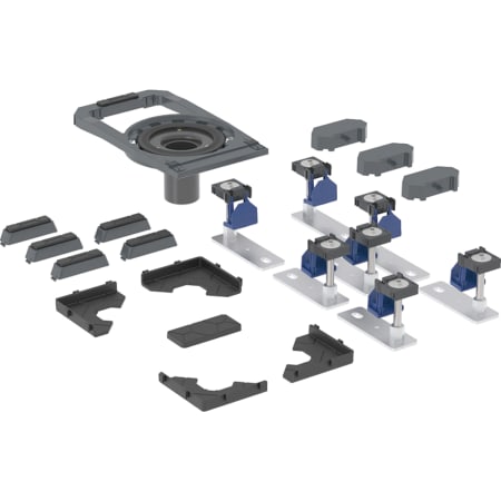 Geberit Duofix Duschwannenablauf mit sieben Füssen, für CleanFloor30 Duschfläche integriert, stockwerksdurchdringende Installation
