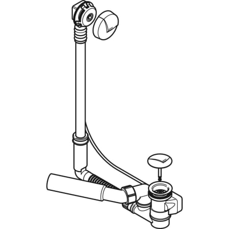 Geberit bathtub drain with turn handle, d52, length 46 cm, PVC