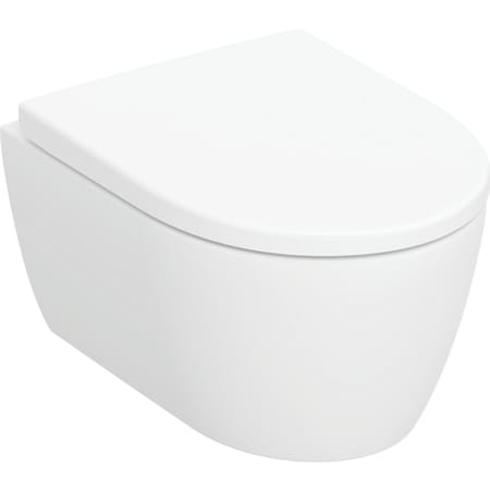 Geberit iCon sienas tualetes poda ar dziļo skalošanu komplekts, samazināts izvirzījums, ar gludām sānu malām, Rimfree, ar tualetes poda vāku