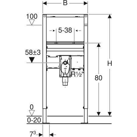 Bâti-support Geberit Duofix pour lavabo, 112 cm, robinetterie sur gorge électronique avec module fonctionnel à encastrer, avec siphon à encastrer - Bâti-supports pour lavabos