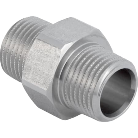Geberit adaptor with male thread MF 1/2" and male thread, stainless steel