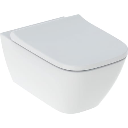 Set me WC sospezo Geberit Smyle me funksionin e bidesë, katrore, me shpëlarës në thellësi, formë e mbyllur, Rimfree, me ulëse të WC, me kapak të mbivendosur