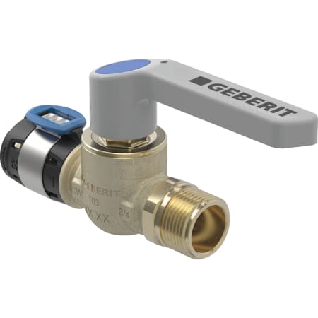 Geberit FlowFit ball valve with male thread and actuator lever