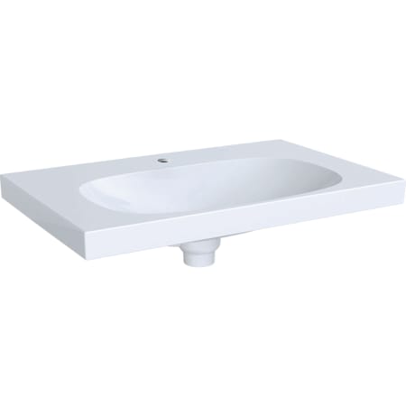 Geberit Acanto washbasin with hidden overflow, shelf surface and drain cover