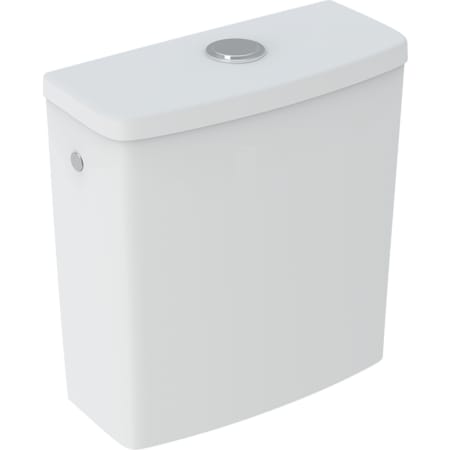 Geberit Renova exposed cistern, close-coupled, square design, dual flush, lateral water supply connection, for WC, Rimfree