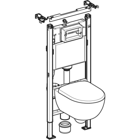 Zestaw elementów montażowych do wiszących misek WC Geberit, 112 cm, ze spłuczką podtynkową Delta 12 cm, wolnostojącą, wisząca miska WC Selnova Compact Rimfree
