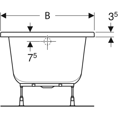Geberit rectangular bathtub Supero, with feet