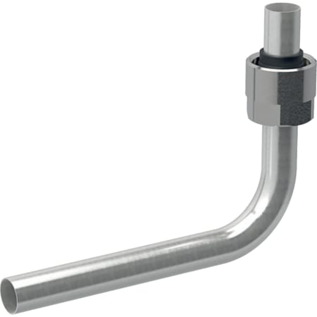 Geberit metal pipe bend with plain ends 90° with union connector for Euro cone