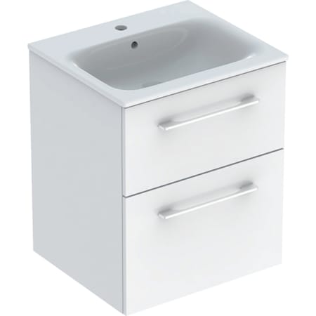 Geberit Selnova Square set of vanity basin, slim rim, with cabinet, two drawers - For vanity basins,Vanity basins with cabinet