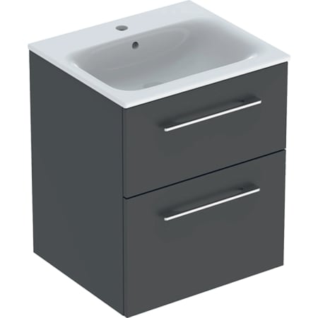 Geberit Selnova Square set of vanity basin, slim rim, with cabinet, two drawers - For vanity basins,Vanity basins with cabinet